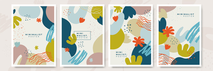 Social media stories and post creative Vector set. Background template with copy space for text and images design by abstract colored shapes, line arts, tropical leaves warm color of the earth tone