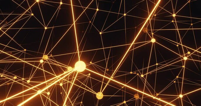 Gold wireframe sci-fi technology animation loop. 3d rendering.