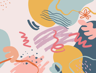 Minimalist abstract boho style hand drawn organic shape background. Creative minimalist hand painted abstract art background. Design for wall decoration, postcard, poster or brochure