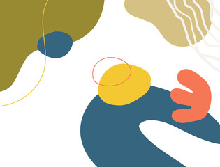 Minimalist abstract boho style hand drawn organic shape background. Creative minimalist hand painted abstract art background. Design for wall decoration, postcard, poster or brochure