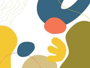 Minimalist abstract boho style hand drawn organic shape background. Creative minimalist hand painted abstract art background. Design for wall decoration, postcard, poster or brochure