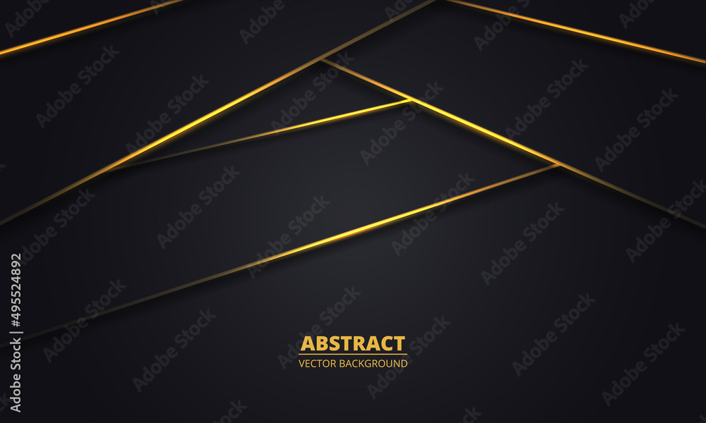 Poster yellow neon luminous lines and highlights on dark gray tech background. dark moderb futuristic techn