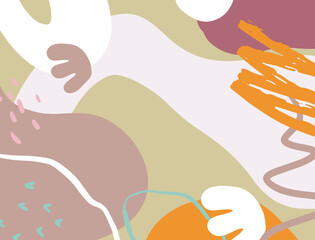 Minimalist abstract boho style hand drawn organic shape background. Creative minimalist hand painted abstract art background. Design for wall decoration, postcard, poster or brochure