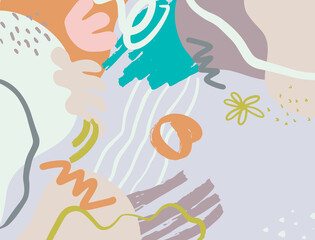 Minimalist abstract boho style hand drawn organic shape background. Creative minimalist hand painted abstract art background. Design for wall decoration, postcard, poster or brochure