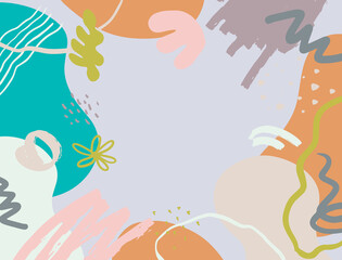 Minimalist abstract boho style hand drawn organic shape background. Creative minimalist hand painted abstract art background. Design for wall decoration, postcard, poster or brochure