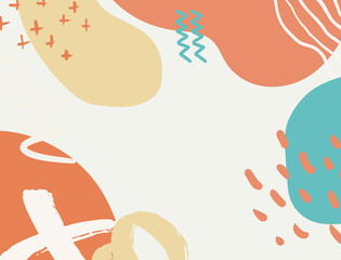 Minimalist abstract boho style hand drawn organic shape background. Creative minimalist hand painted abstract art background. Design for wall decoration, postcard, poster or brochure