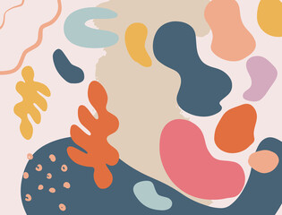 Minimalist abstract boho style hand drawn organic shape background. Creative minimalist hand painted abstract art background. Design for wall decoration, postcard, poster or brochure