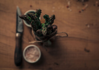 healthy meal with a bunch of asparagus