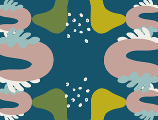 Minimalist abstract boho style hand drawn organic shape background. Creative minimalist hand painted abstract art background. Design for wall decoration, postcard, poster or brochure