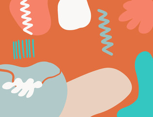 Minimalist abstract boho style hand drawn organic shape background. Creative minimalist hand painted abstract art background. Design for wall decoration, postcard, poster or brochure