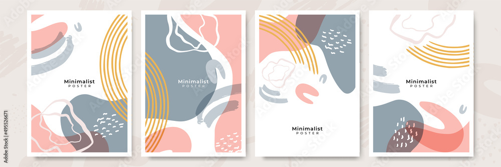 Poster set of abstract trendy hand drawn shapes and design elements. poster pattern creation set. vector il