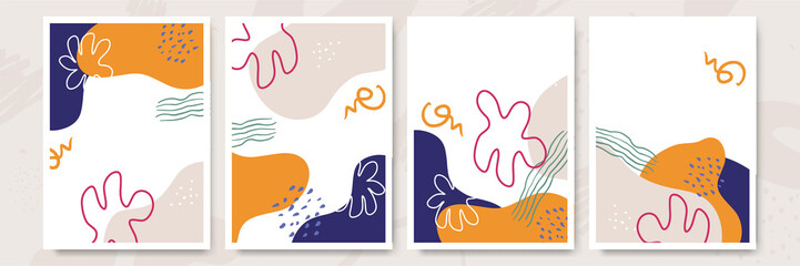 Set of abstract trendy hand drawn shapes and design elements. Poster pattern creation set. Vector illustration