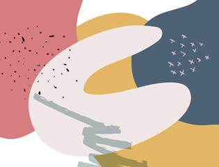 Minimalist abstract boho style hand drawn organic shape background. Creative minimalist hand painted abstract art background. Design for wall decoration, postcard, poster or brochure