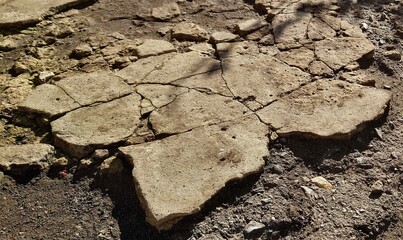 Old cracked and crumbled concrete in places