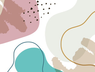 Minimalist abstract boho style hand drawn organic shape background. Creative minimalist hand painted abstract art background. Design for wall decoration, postcard, poster or brochure