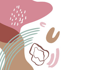 Obraz premium Minimalist abstract boho style hand drawn organic shape background. Creative minimalist hand painted abstract art background. Design for wall decoration, postcard, poster or brochure