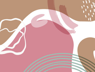 Minimalist abstract boho style hand drawn organic shape background. Creative minimalist hand painted abstract art background. Design for wall decoration, postcard, poster or brochure