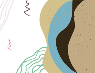 Minimalist abstract boho style hand drawn organic shape background. Creative minimalist hand painted abstract art background. Design for wall decoration, postcard, poster or brochure