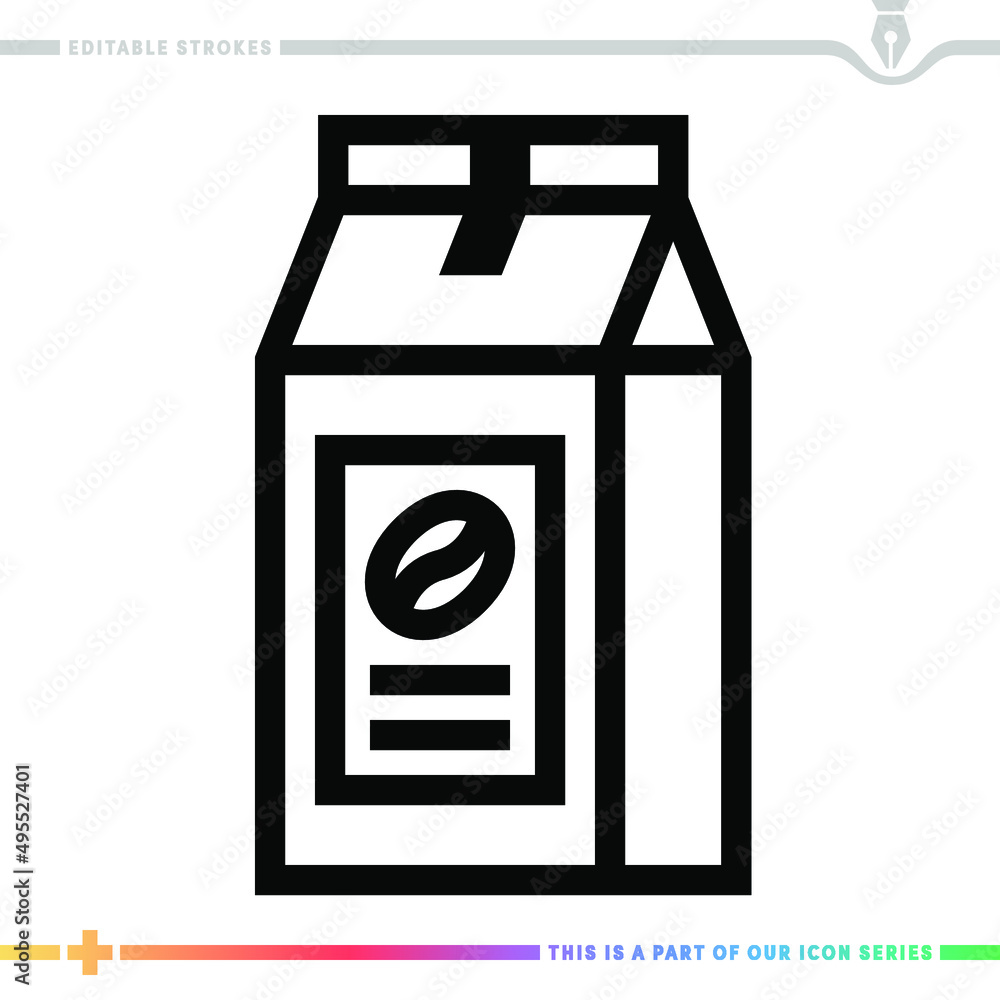Poster line icon for coffee beans illustrations with editable strokes. this vector graphic has customizable