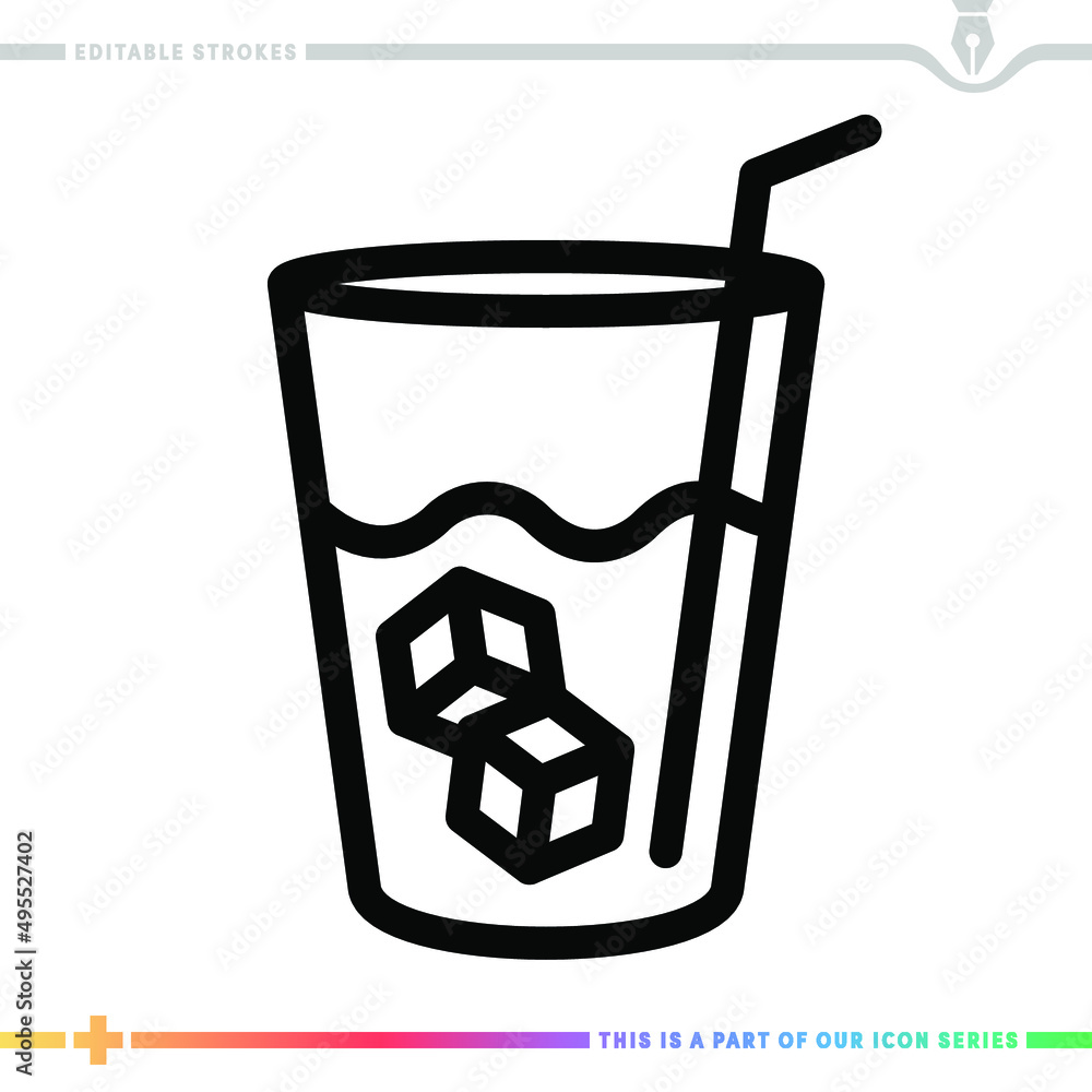 Poster Line icon for serving lemonade illustrations with editable strokes. This vector graphic has customizable stroke width.