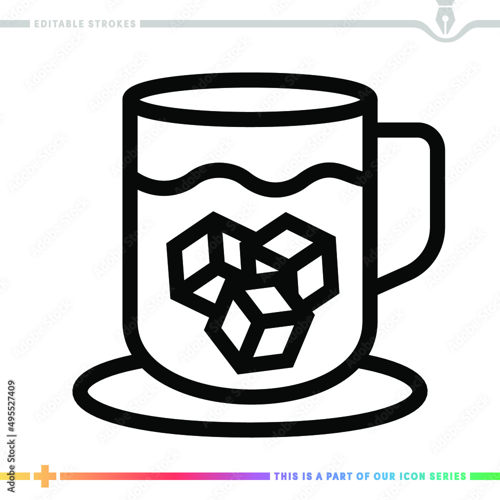 Poster line icon for cold drinks illustrations with editable strokes. this vector graphic has customizable 