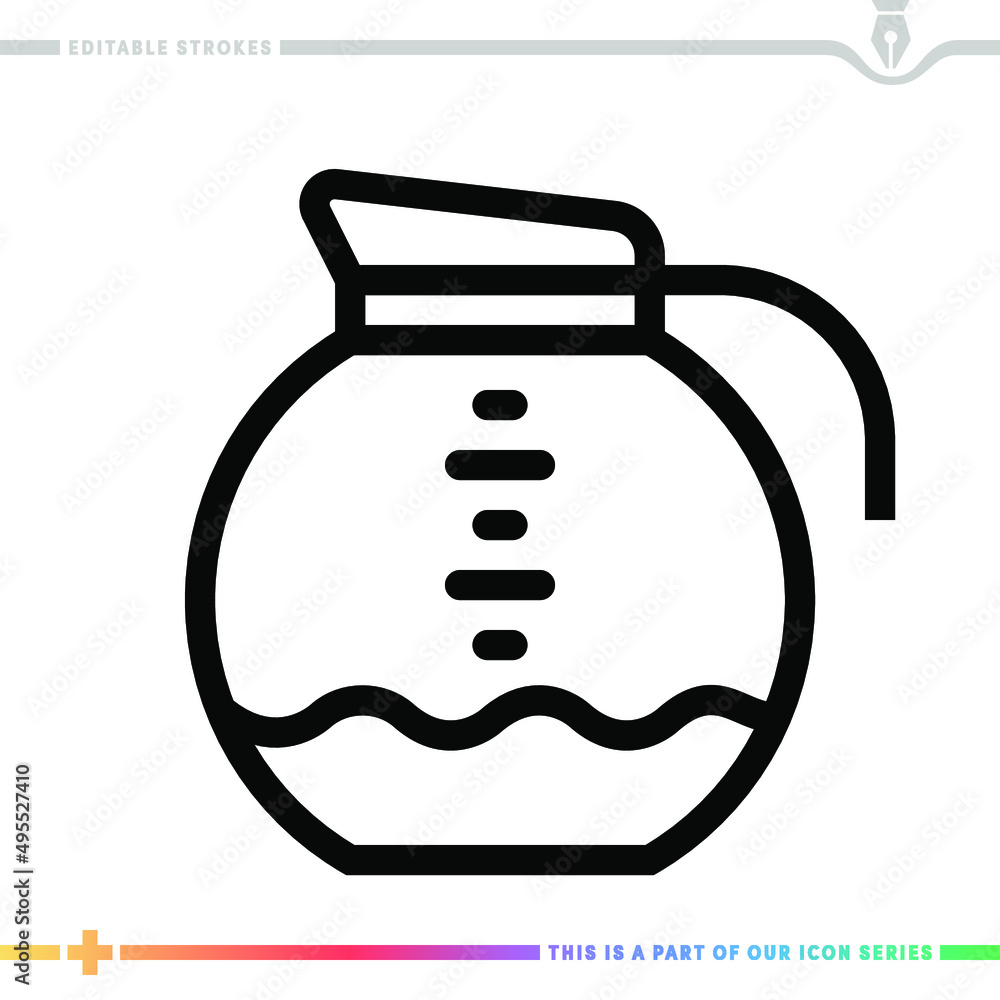 Aufkleber line icon for pot of tea illustrations with editable strokes. this vector graphic has customizable s
