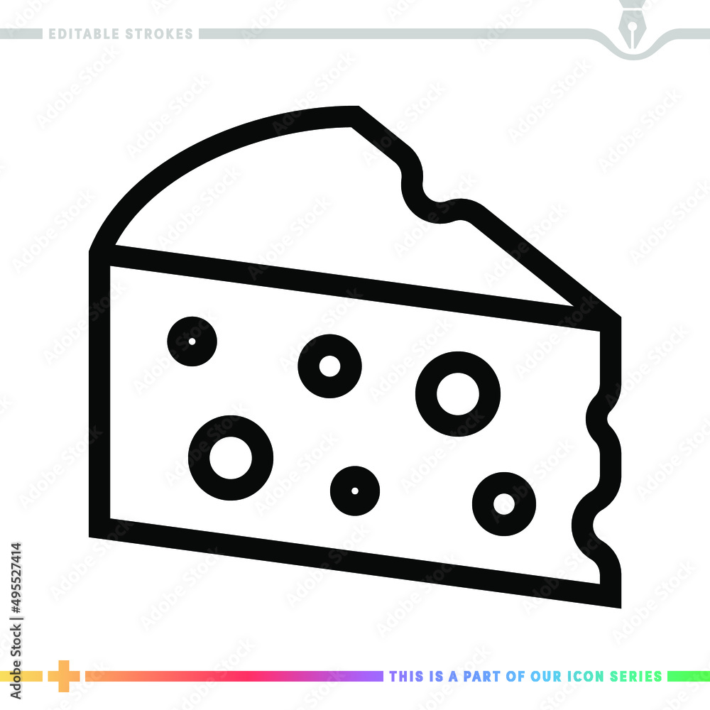 Poster line icon for processed cheese products illustrations with editable strokes. this vector graphic has
