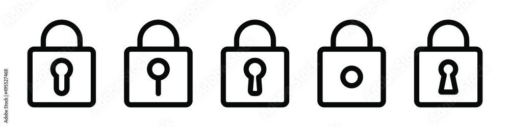 Poster padlock line icon. padlock with keyhole, security line icon.