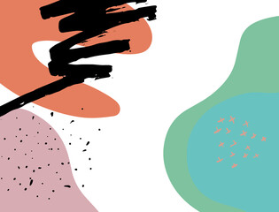 Minimalist abstract boho style hand drawn organic shape background. Creative minimalist hand painted abstract art background. Design for wall decoration, postcard, poster or brochure