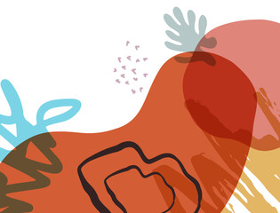 Minimalist abstract boho style hand drawn organic shape background. Creative minimalist hand painted abstract art background. Design for wall decoration, postcard, poster or brochure