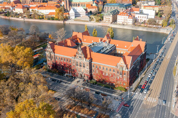 Aerial view of the National Museum in Wroclaw, Poland - obrazy, fototapety, plakaty