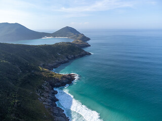 Arraial do Cabo, Rio de Janeiro, Brazil - red sunrise of wonderful paradise beach with white sands and turquoise water