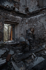 Fototapeta na wymiar Children without a home, apocalypse, war
