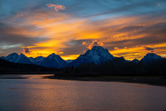 Sunset at Oxbow Bend, Grand Tetons Wyoming