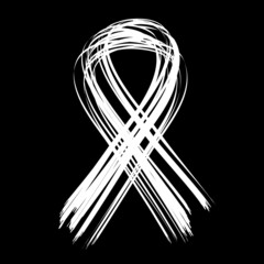 Pink ribbon flow, breast cancer awareness symbol. Brushstroke on white background..