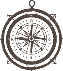 Vintage magnetic compass hand drawn illustration © Good Studio