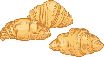 Fresh delicious croissants illustration - obrazy, fototapety, plakaty