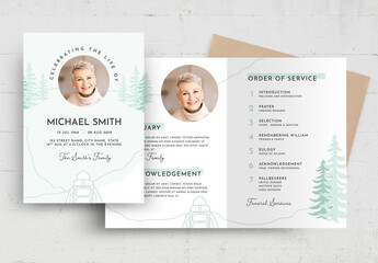 Funeral Program Layout with Hiking Hiker Theme