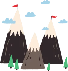 Tuinposter Cute Scandinavian mountains illustration © Good Studio