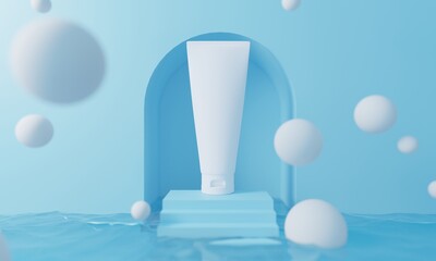 skin care cosmetic bottle , 3d rendering illustration mockup, medical lotion serum dropper product