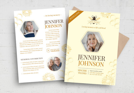 Funeral Program Obituary Flyer Poster with Beekeeper Theme