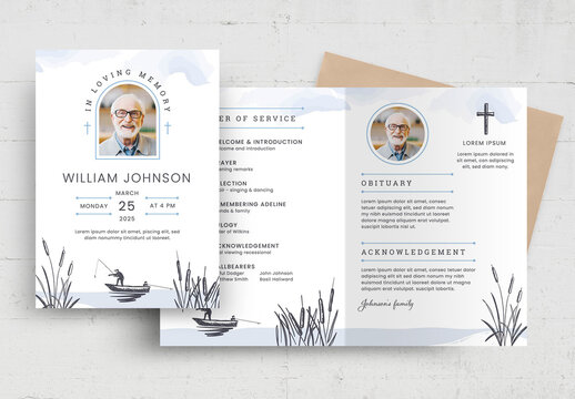 Fishing Fisherman Funeral Program Obituary Layout