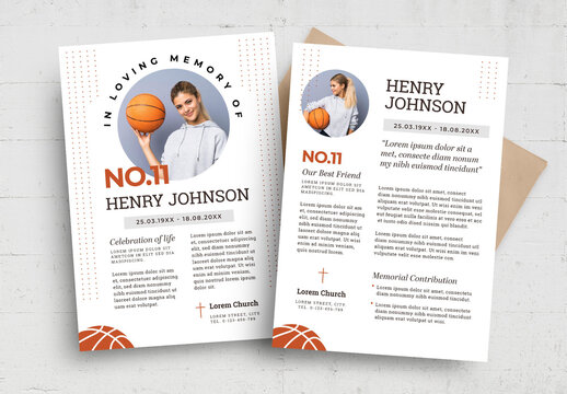 Simple Basketball Flyer Poster Funeral Obituary Announcement