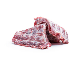 Raw pork ribs isolated on white background