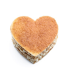 Homemade Heart shaped layered cake isolated on white. Ready to decorate