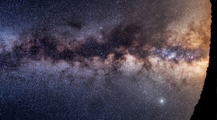 Milky way galactic center. Night sky with stars