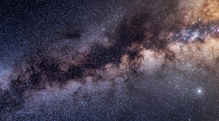 Milky way galactic center. Landscape with Milky way galaxy. Night sky with stars