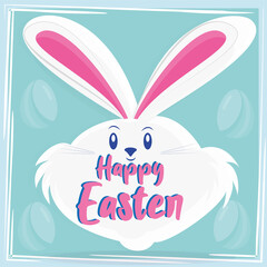Cartoon of a rabbit face Happy easter card Vector