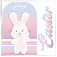 Fototapeta premium Funny cartoon of a rabbit Happy easter card Vector