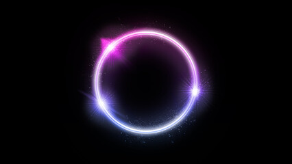 Digital neon circle on black background for your project